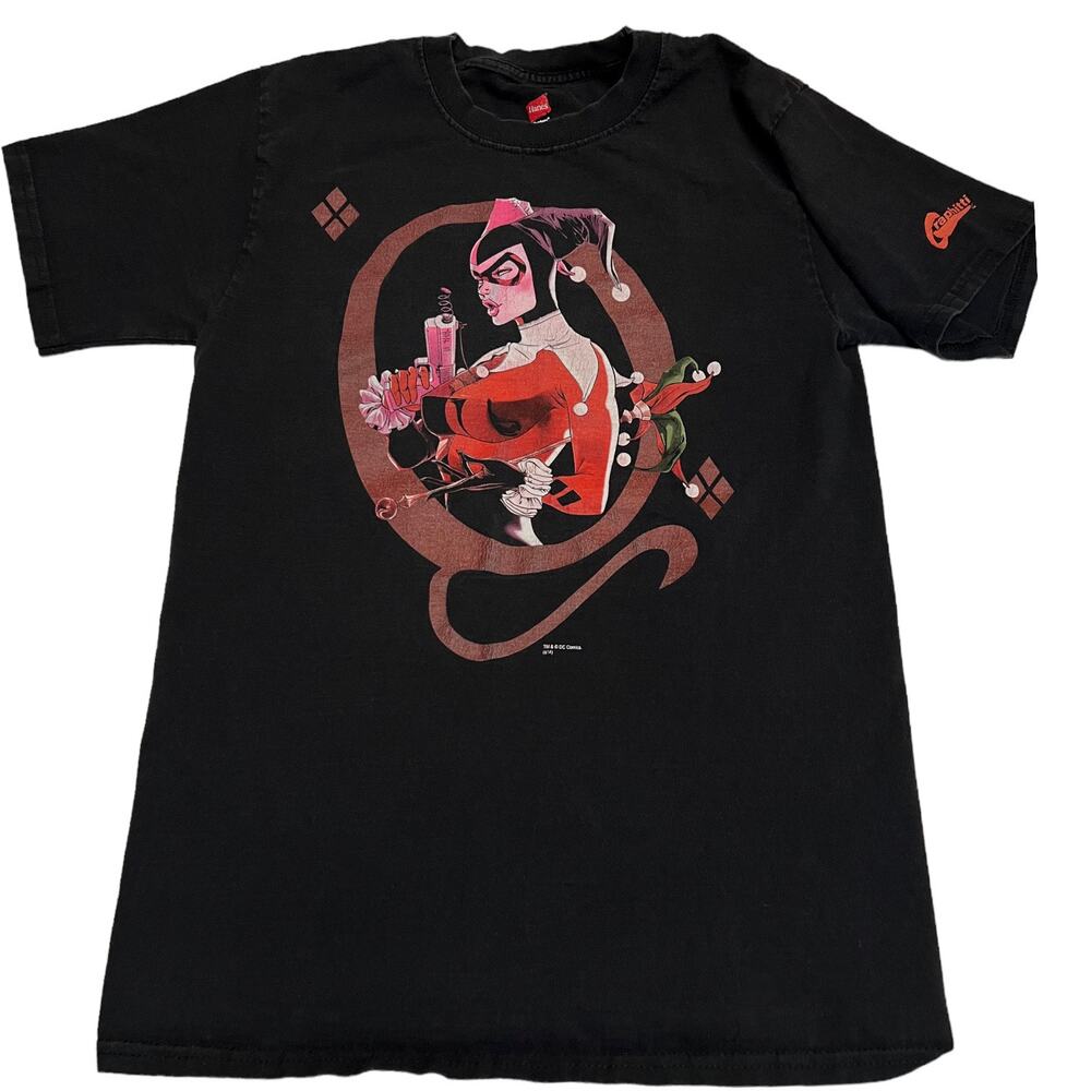 Vintage DC Comics Harley Quinn Graphitti T-Shirt Small Black - Rare 2008 Art Tee